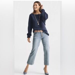 Button-fly denim crop pants